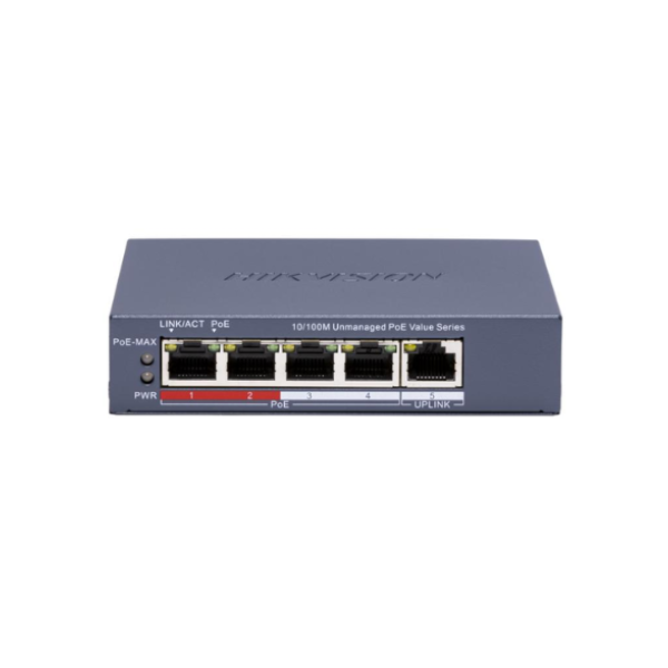 DS-3E0105P-E/M(C) 4 Port Fast Ethernet Unmanaged POE Switch Hikvision